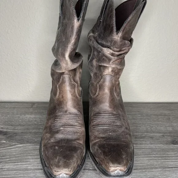 Durango Crush Women Brown Leather Slouch Western Boots 8.5M Distressed RD3494 - Picture 2 of 12